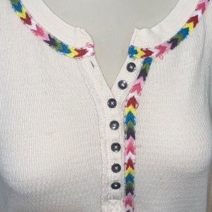 FREE PEOPLE Women's Rainbow Trim Thermal Top Sz L